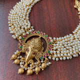 Premium Pearl beads Lord Ganesha Grand Choker Set