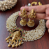 Premium Pearl beads Lord Ganesha Grand Choker Set