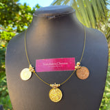 Micro Gold polished Multi Big Goddess Coin Invisible Chain