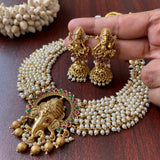 Premium Pearl beads Lord Ganesha Grand Choker Set