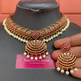 Premium Antique Real kemp Grand Non-Idol Choker set (Colors Available)