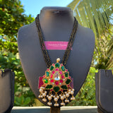 Tamara Kundan Jadau Pendant with Black Beads Chain