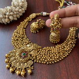 Premium Antique Gold Beads Lord Ganesha Grand Choker Set