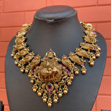 Premium Gold Polish Grand Haathi-Mayil Short Chain Set