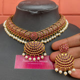 Premium Antique Real kemp Grand Non-Idol Choker set (Colors Available)