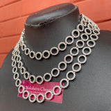 Premium Silver AD stones Grand Three layer Flexible Choker Set