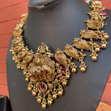 Premium Gold Polish Grand Haathi-Mayil Short Chain Set