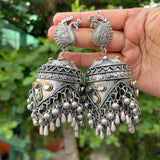 German Silver Peacock Oxidised Jumbo Jumkha