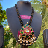 Tamara Kundan Jadau Pendant with Black Beads Chain