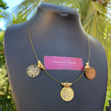 Micro Gold polished Multi Big Goddess Coin Invisible Chain